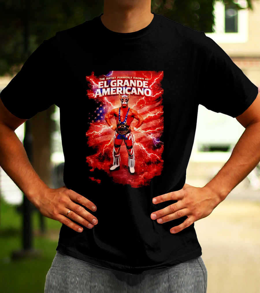 The Artist Formerly Known As El Grande Americano Luchador Flag Lightning T-Shirt