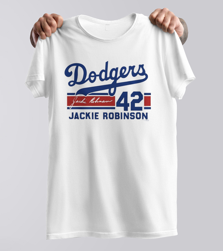 Brooklyn Dodgers 42 Jackie Robinson Signature T-Shirt