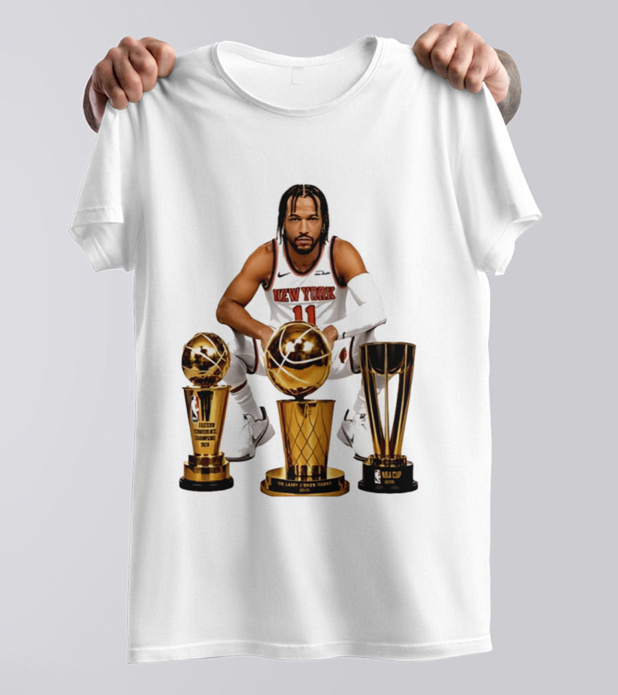 New York Knicks Jalen Brunson 11 Trophy Collection NBA Champions T-Shirt