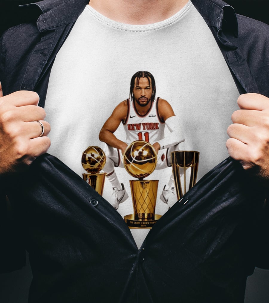 New York Knicks Jalen Brunson 11 Trophy Collection NBA Champions T-Shirt