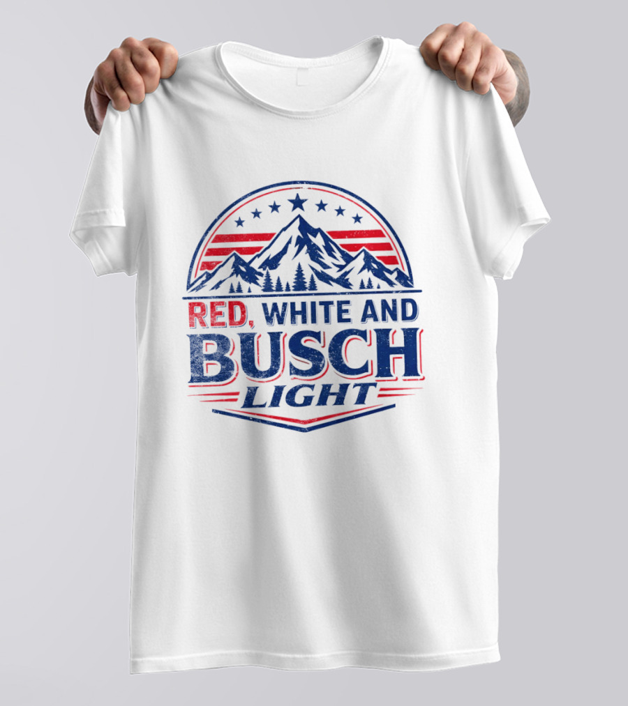 Busch Light Red White And Blue Mountain Stars T-Shirt
