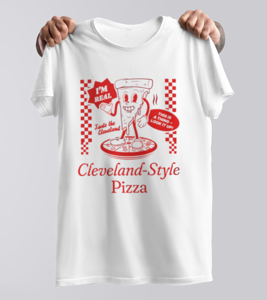 Cleveland Style Pizza I'm Hot Retro Football T-Shirt