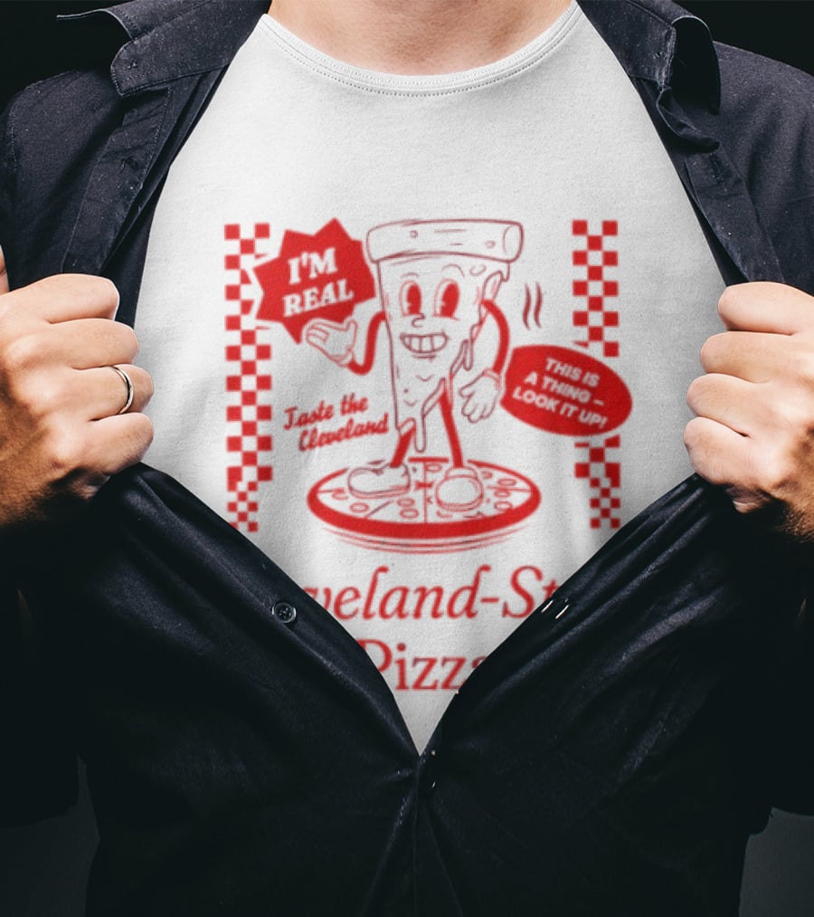 Cleveland Style Pizza I'm Hot Retro Football T-Shirt