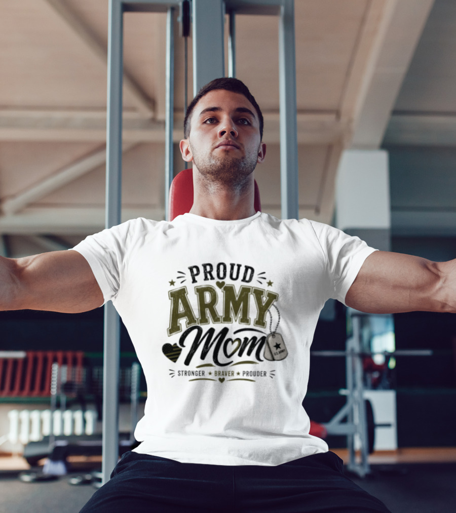 Proud Army Mom Strength Honor Pride US Army Dog Tags Stars T-Shirt