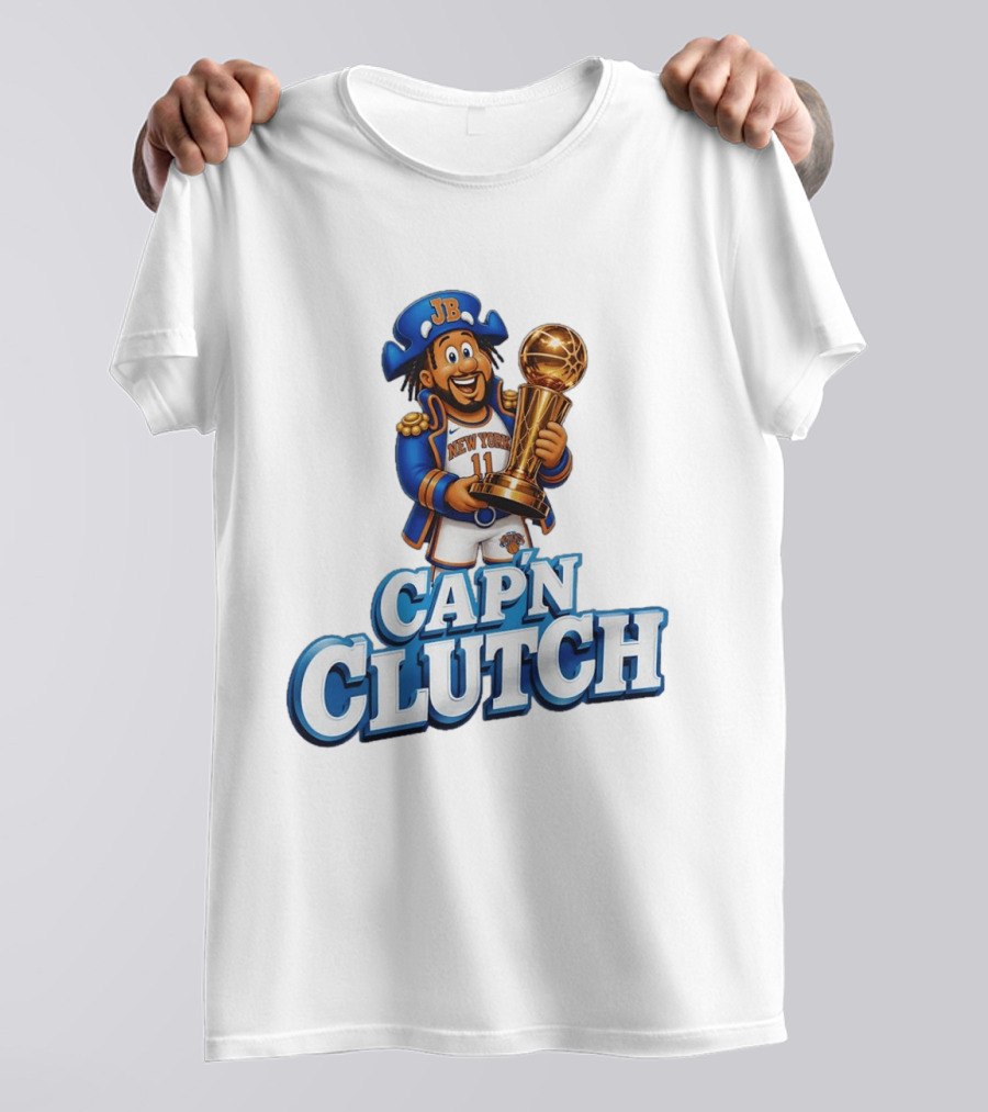 Jalen Brunson Capn Clutch New York Knicks Cartoon MVP T-Shirt