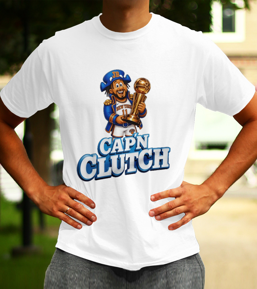 Jalen Brunson Capn Clutch New York Knicks Cartoon MVP T-Shirt