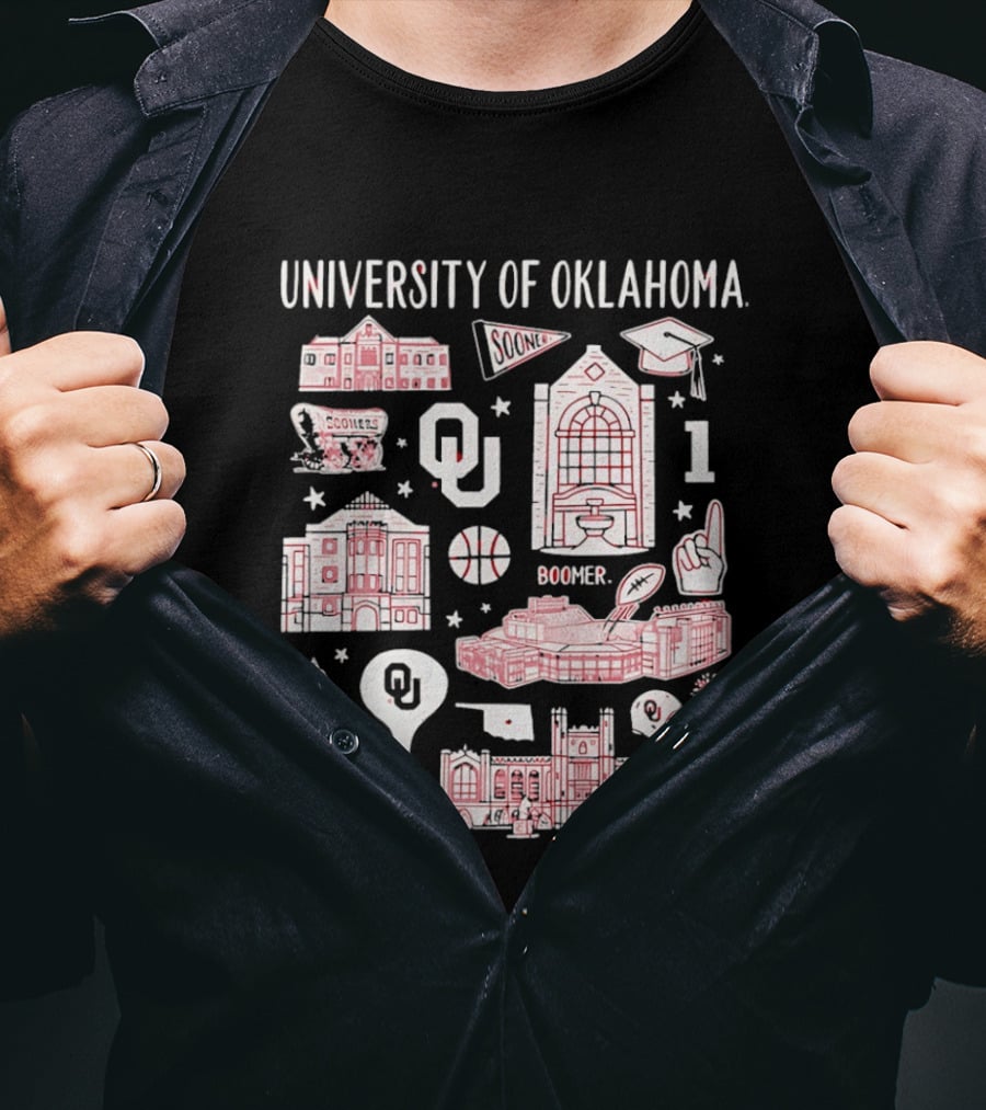 University Of Oklahoma Boomer Sooner Iconic Landmarks T-Shirt