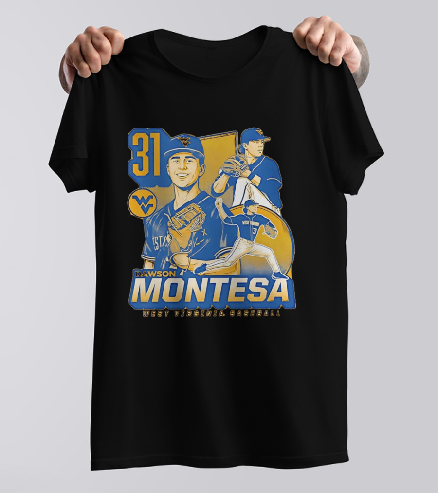 West Virginia Baseball Dawson Montesa 31 Mountaineers T-Shirt