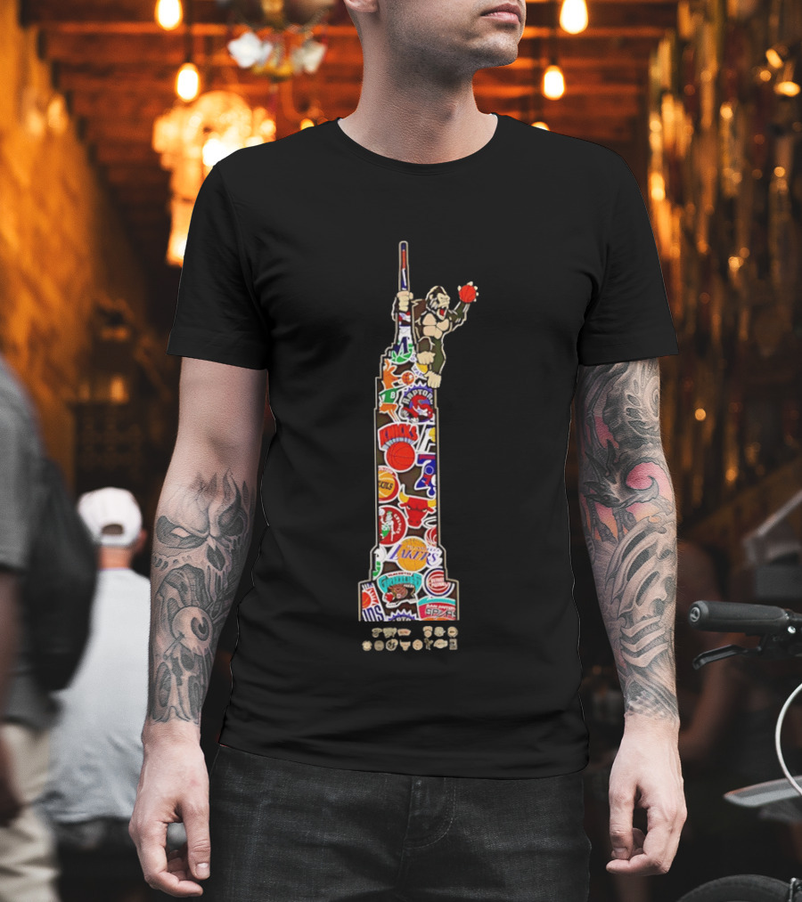 New York Knicks Hardwood Classics King K 2026 NBA Team Logos Empire State Building Gorillas T-Shirt