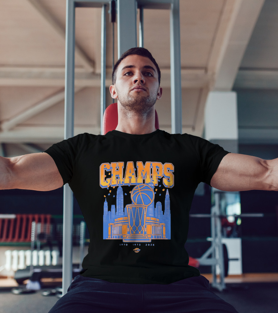 New York Knicks Champs 1970 1973 2026 Basketball Skyline Celebration T-Shirt