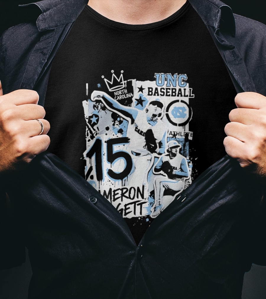 UNC Baseball Cameron Padgett 15 Tar Heels T-Shirt