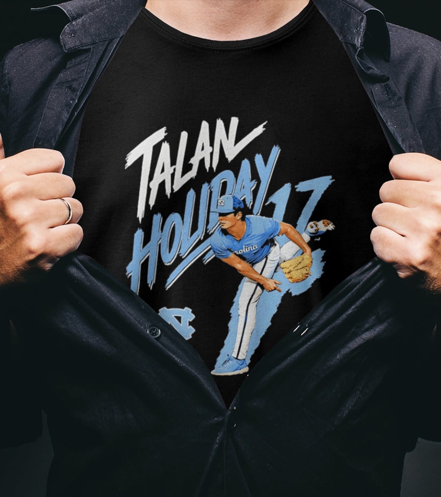 North Carolina Tar Heels Talan Holiday 17 Pitching Action T-Shirt