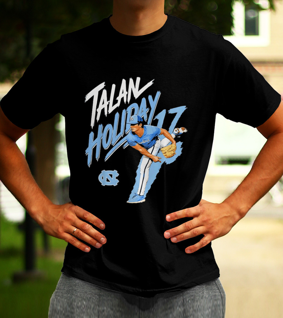 North Carolina Tar Heels Talan Holiday 17 Pitching Action T-Shirt