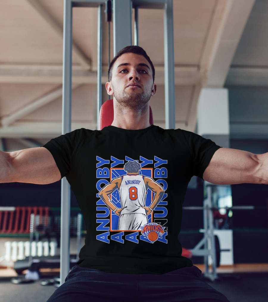 OG Anunoby Number 8 New York Knicks Basketball Icon Repeat T-Shirt