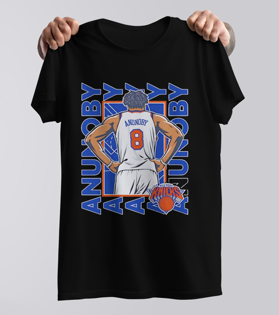 OG Anunoby Number 8 New York Knicks Basketball Icon Repeat T-Shirt