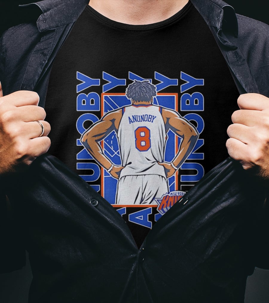 OG Anunoby Number 8 New York Knicks Basketball Icon Repeat T-Shirt