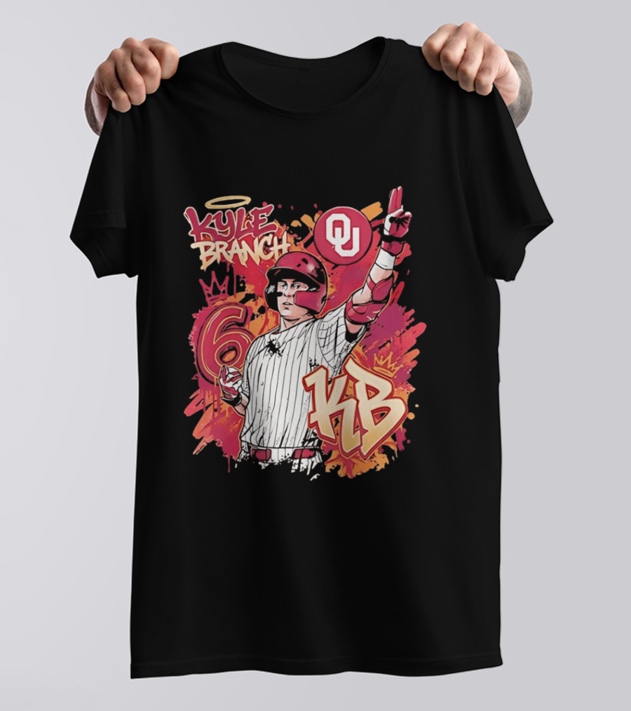 Oklahoma Sooners Kyle Branch 6 Graffiti KB T-Shirt