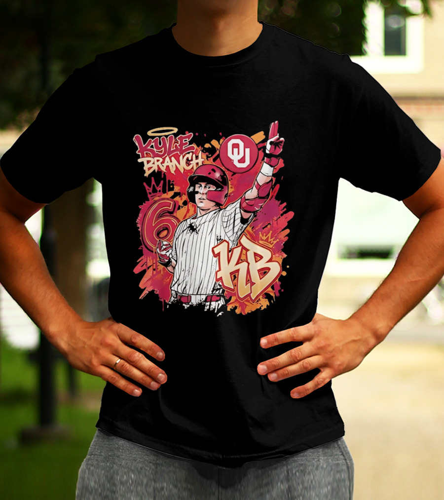 Oklahoma Sooners Kyle Branch 6 Graffiti KB T-Shirt