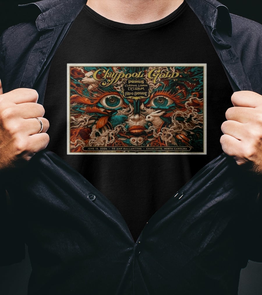 Les Claypool's Primus Delirium Tour June 16 2026 Charlotte NC TD Amphitheater T-Shirt