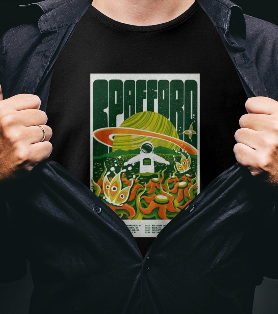 Spafford Summer 2026 Tour Space Astronaut And Alien Flowers T-Shirt