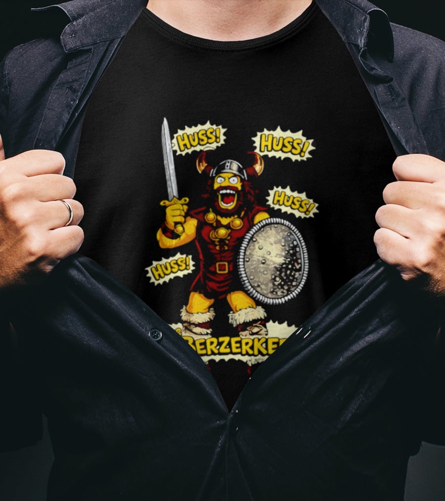 The Berzerker Huss Warrior Viking Berserker With Sword And Shield T-Shirt