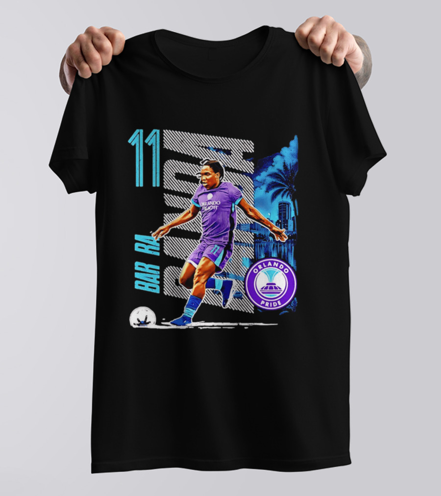 Barbra Banda Orlando Pride Skyline 11 Soccer Blue Palm Trees T-Shirt