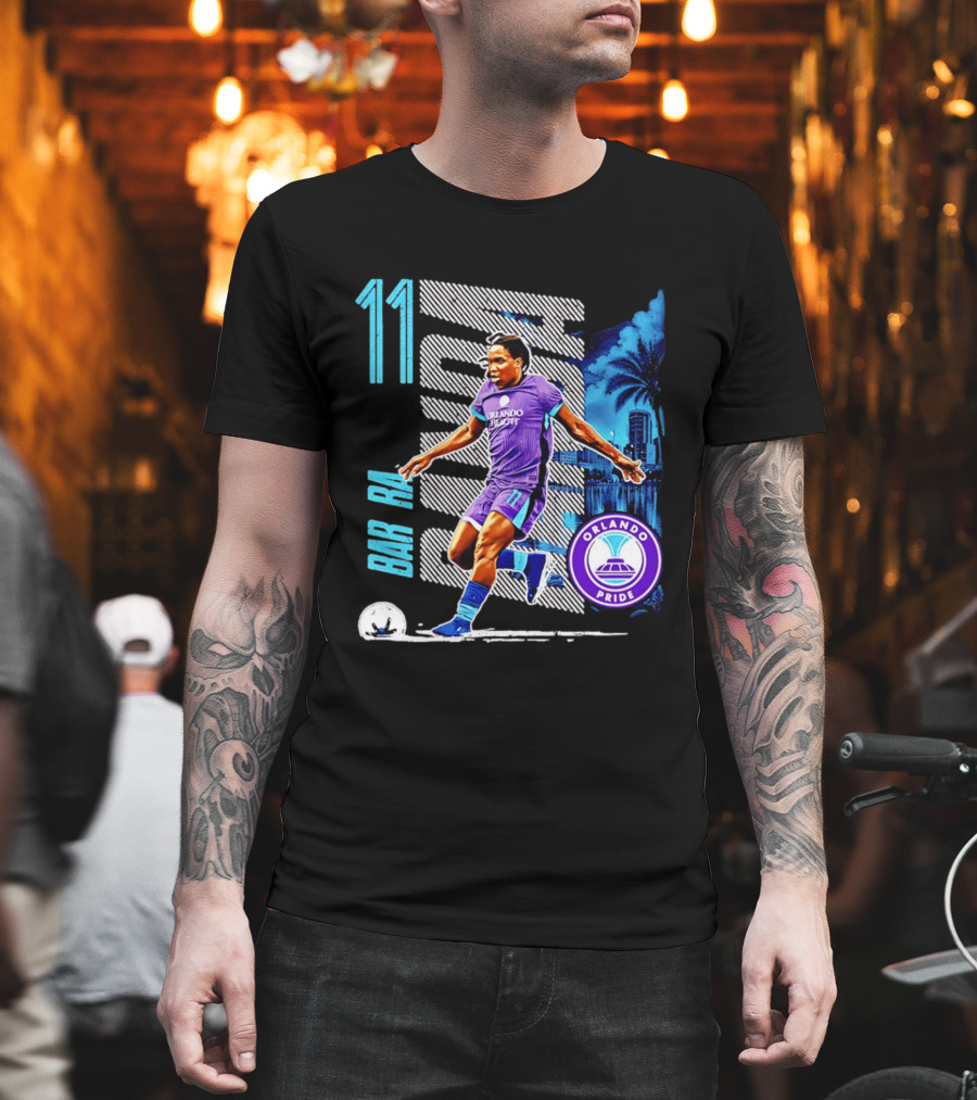 Barbra Banda Orlando Pride Skyline 11 Soccer Blue Palm Trees T-Shirt