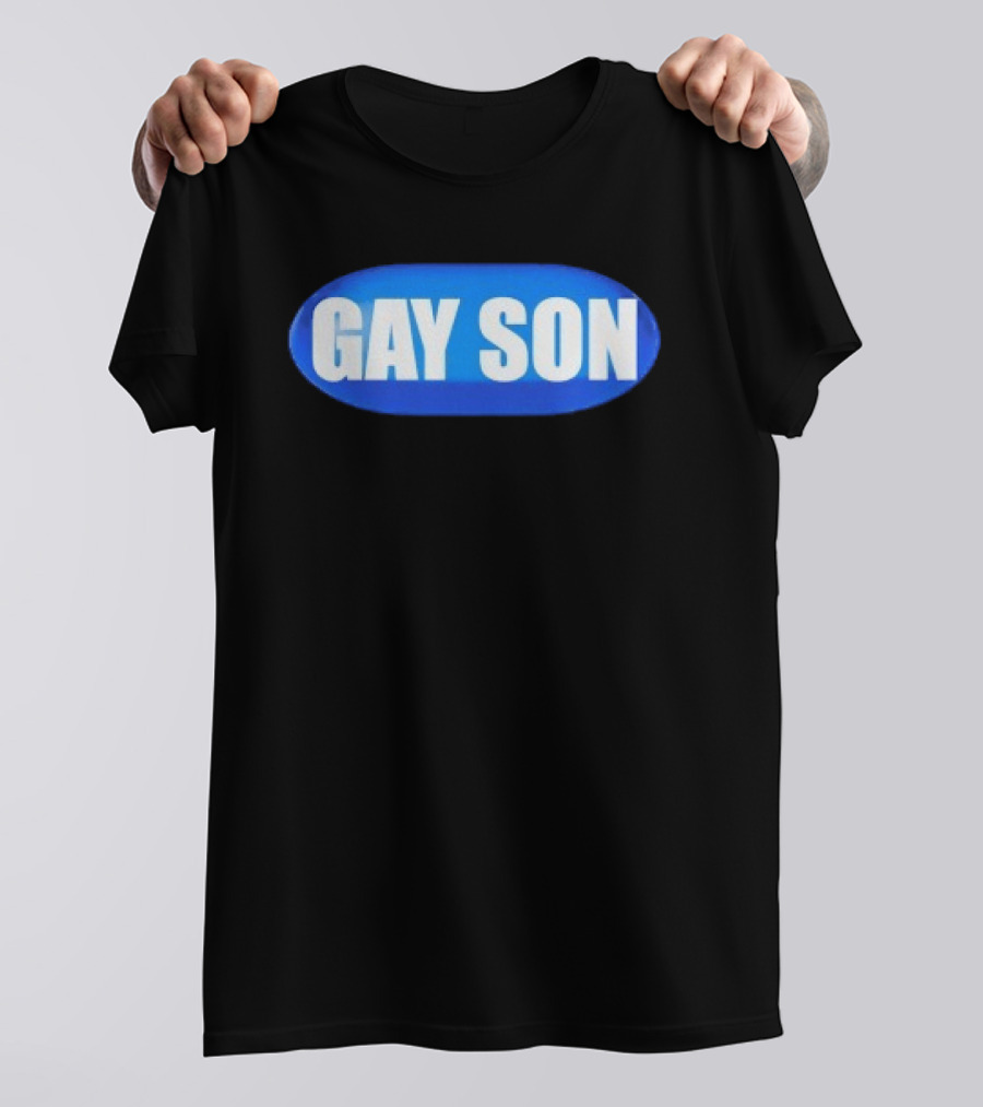 Gay Son Pill Blue Oval T-Shirt