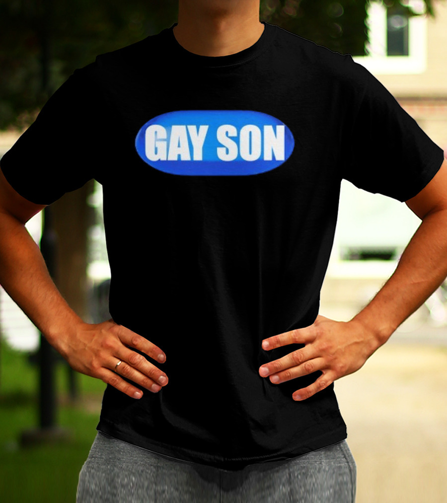 Gay Son Pill Blue Oval T-Shirt