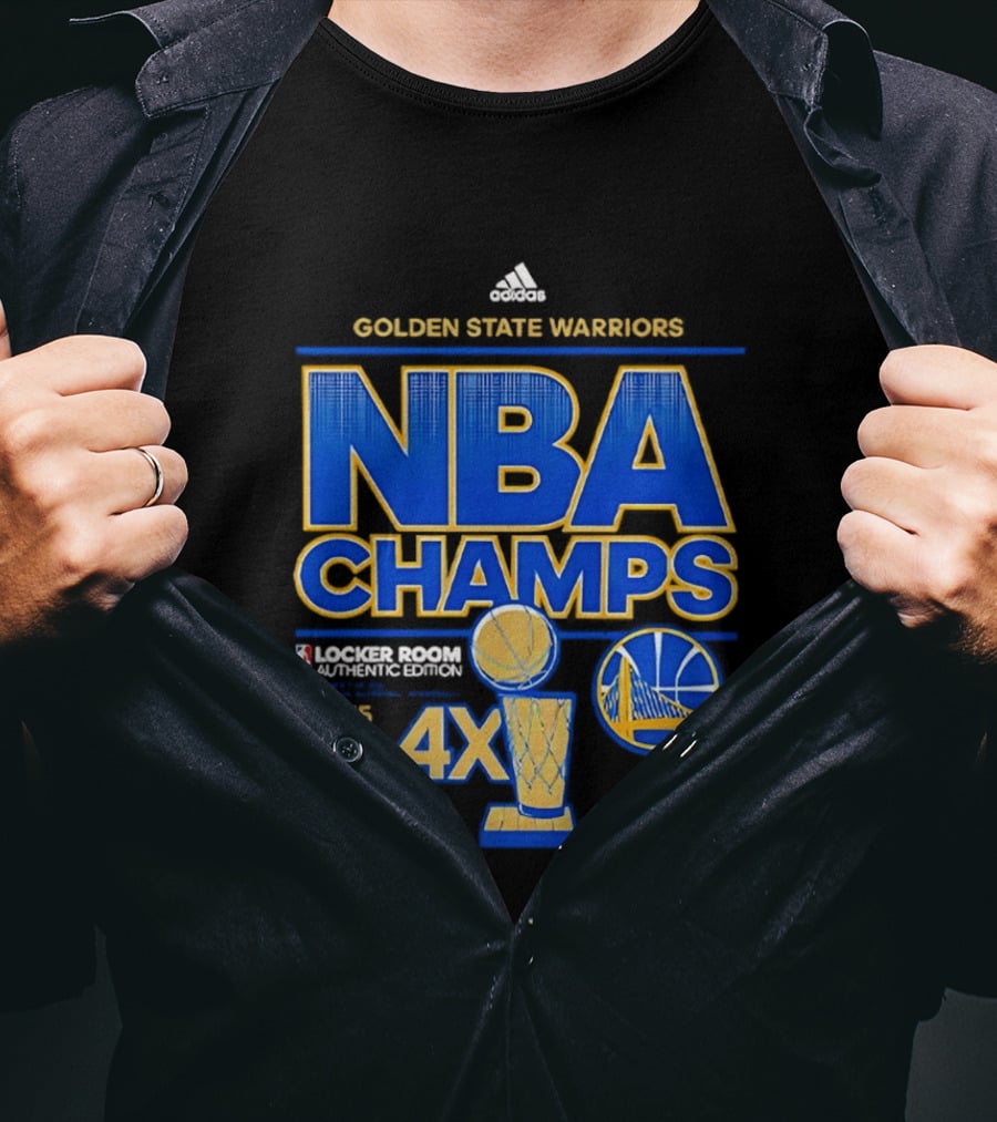 Golden State Warriors NBA Champs 2015 4X Locker Room Authentic Edition T-Shirt