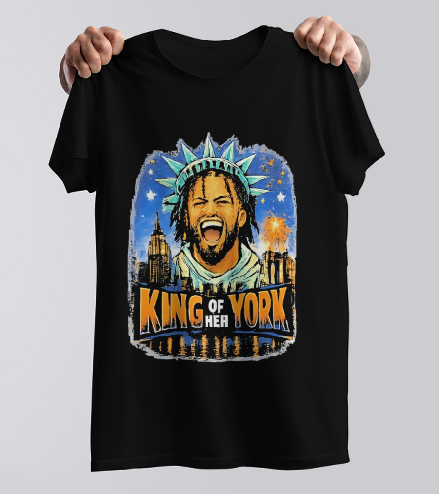 Jalen Brunson Statue Of Liberty Crown King Of New York City Skyline T-Shirt