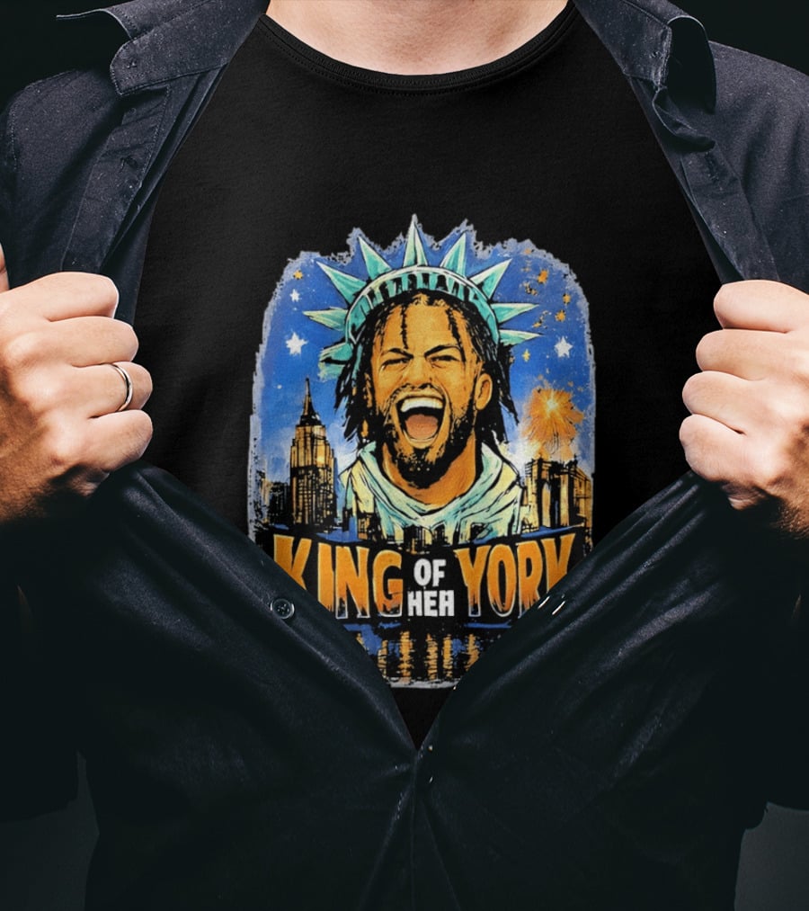 Jalen Brunson Statue Of Liberty Crown King Of New York City Skyline T-Shirt