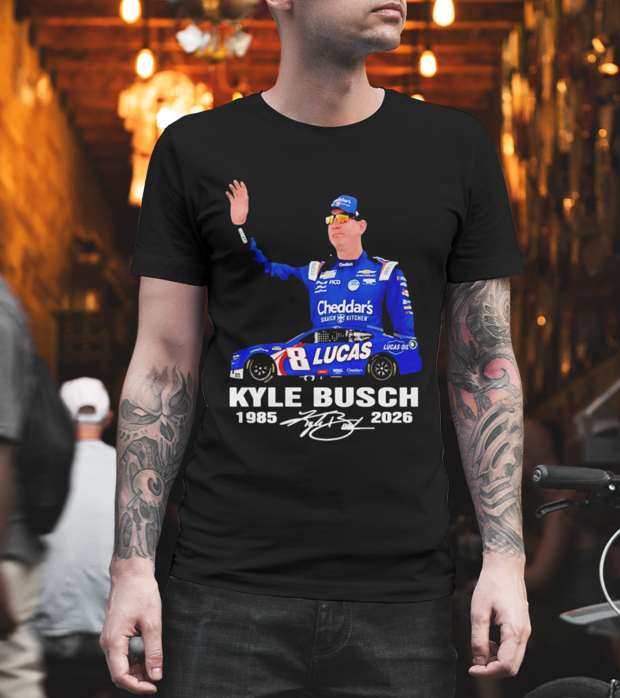 Kyle Busch 1985 2026 Lucas Oil Cheddar's Scratch Kitchen T-Shirt