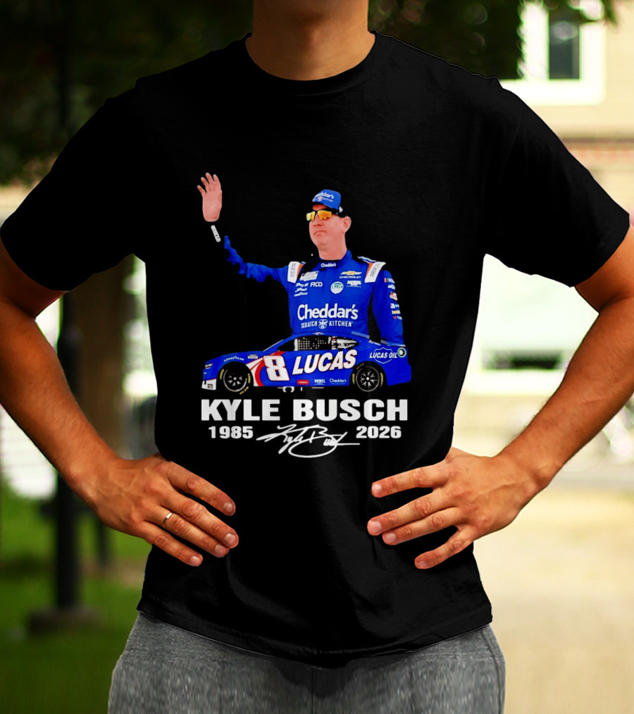 Kyle Busch 1985 2026 Lucas Oil Cheddar's Scratch Kitchen T-Shirt