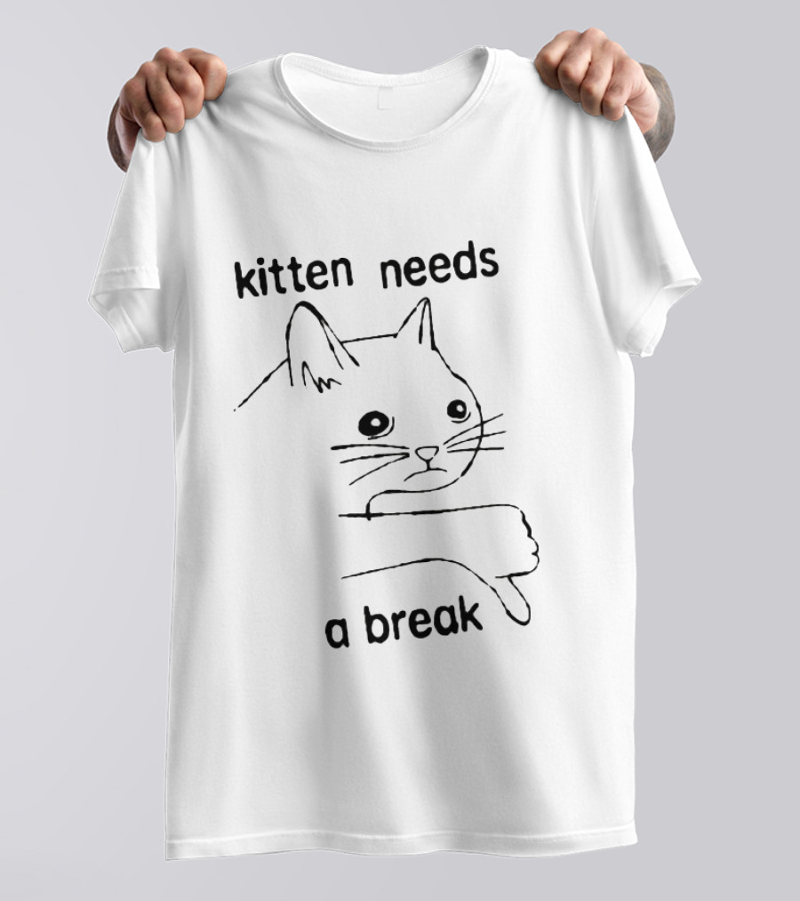 Kitten Needs A Break Thumbs Down Cat Crumb T-Shirt