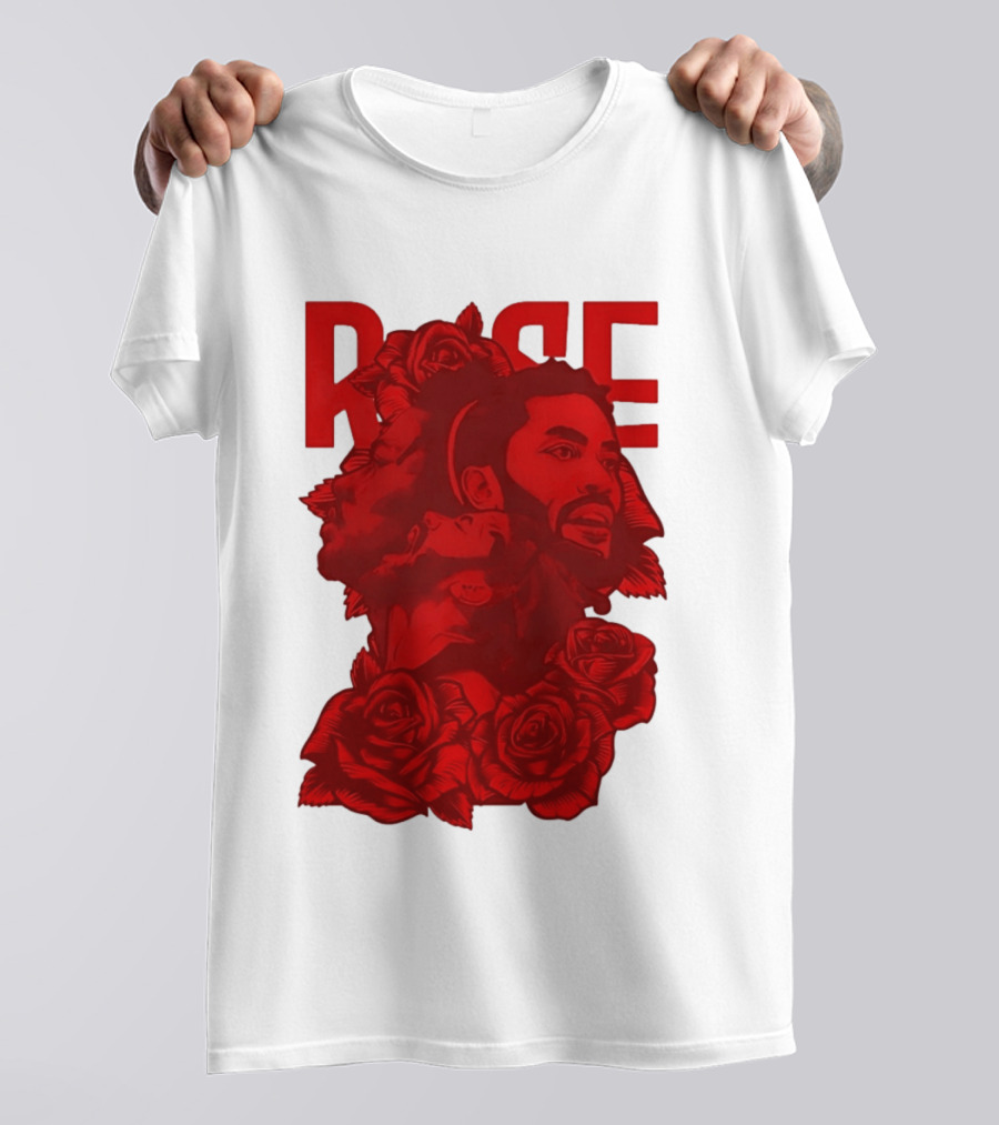 Derrick Rose Red Rose Portrait With Decorative Roses T-Shirt
