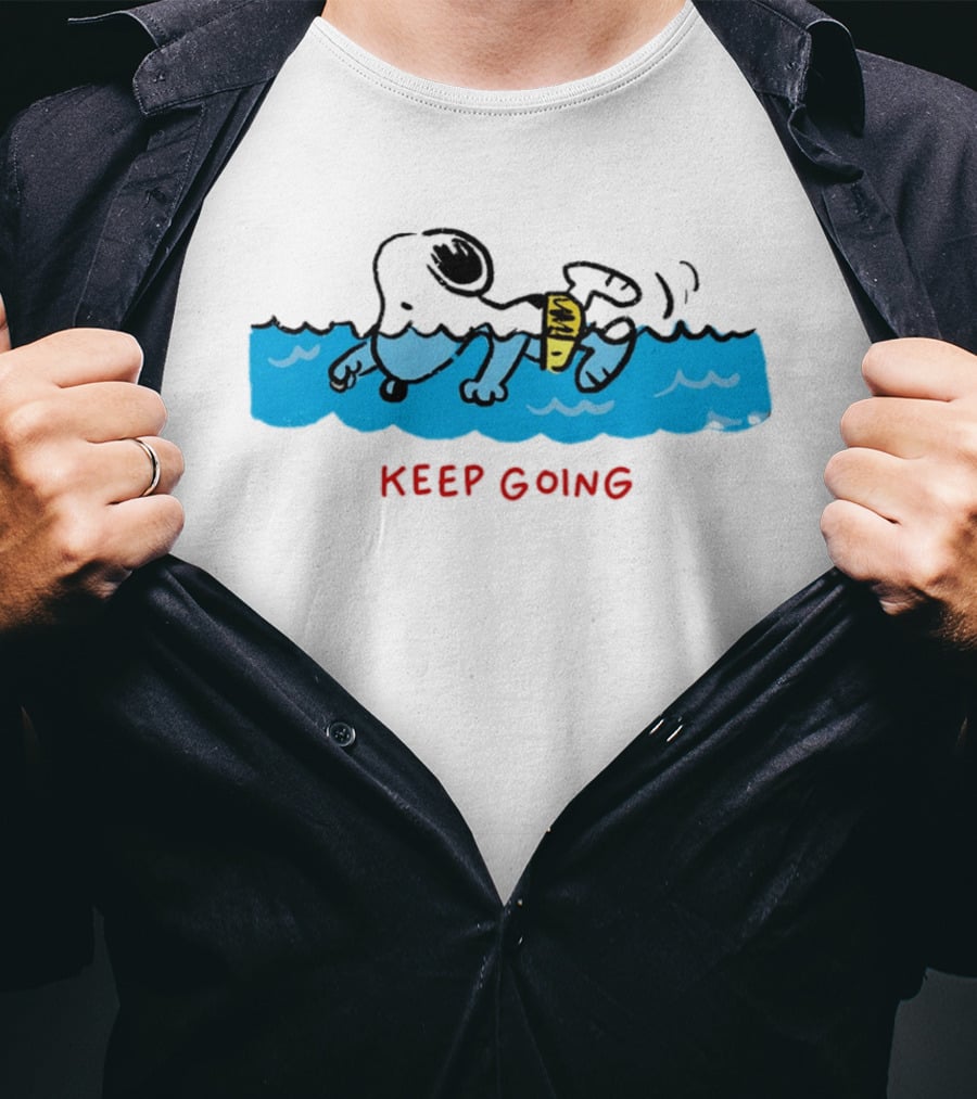 Peanuts Snoopy Swimming Keep Going Inspirational Motivation T-Shirt