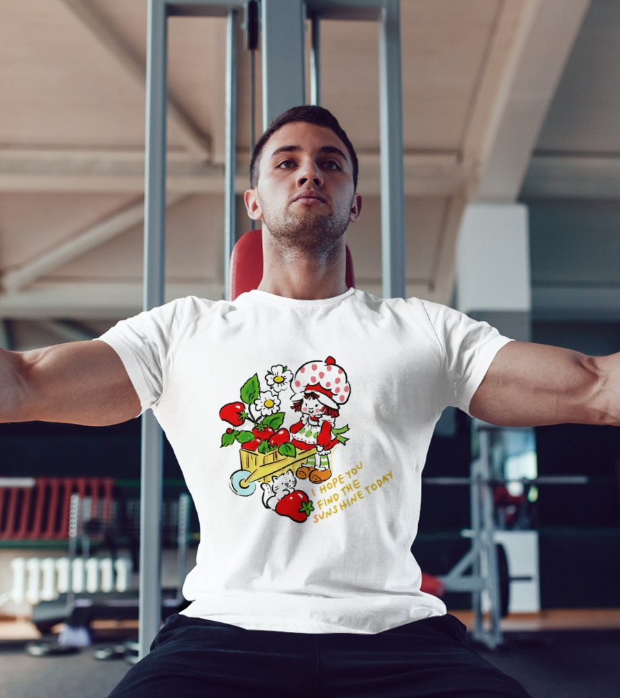 Strawberry Shortcake I Hope You Find The Sunshine Today Vintage Cartoon Character With Strawberries And Flowers T-Shirt