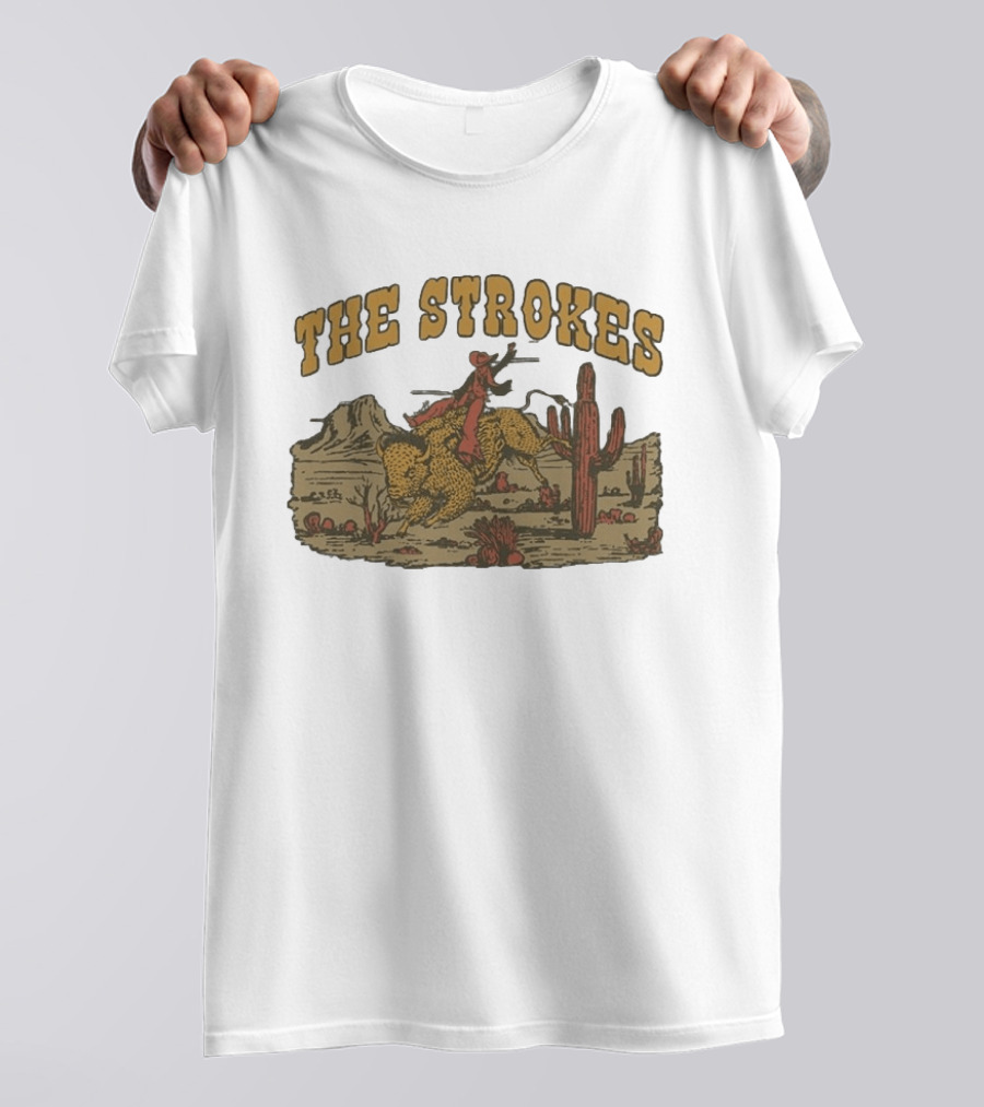 The Strokes Western Bull Rider Desert Scene T-Shirt