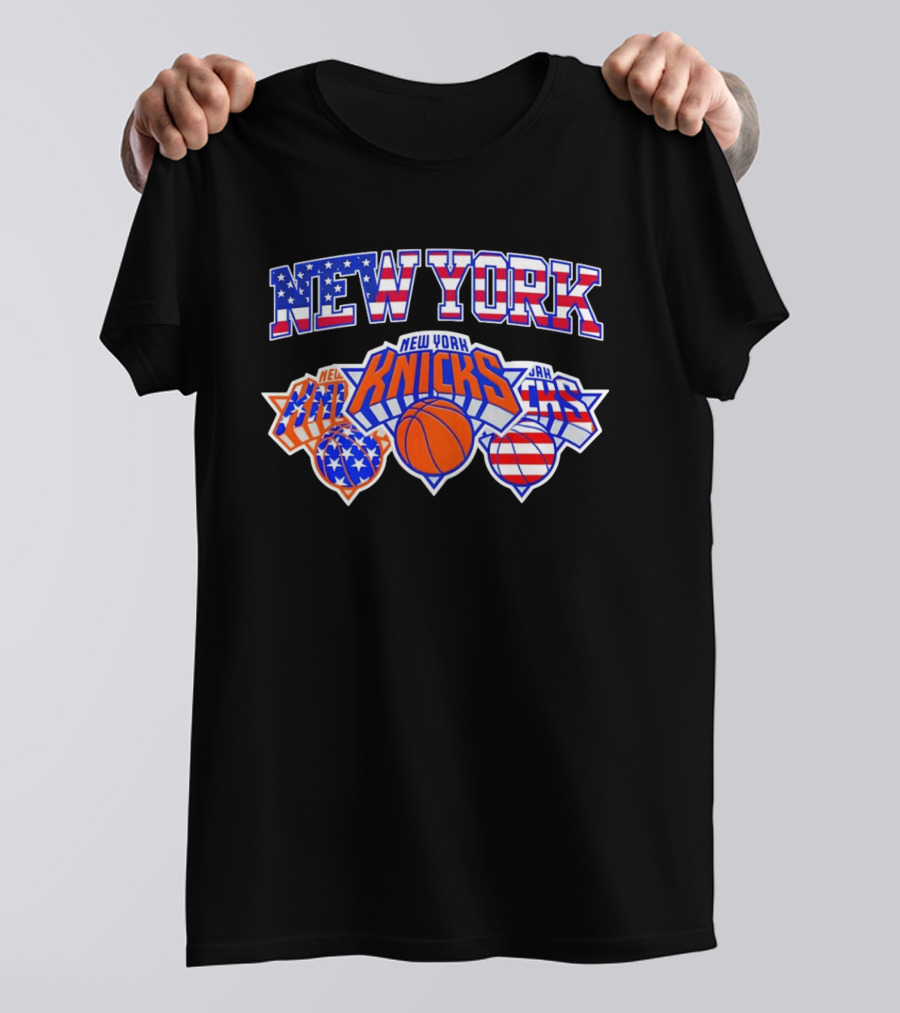 New York Knicks 4th Of July American Flag Basketball Stars And Stripes T-Shirt