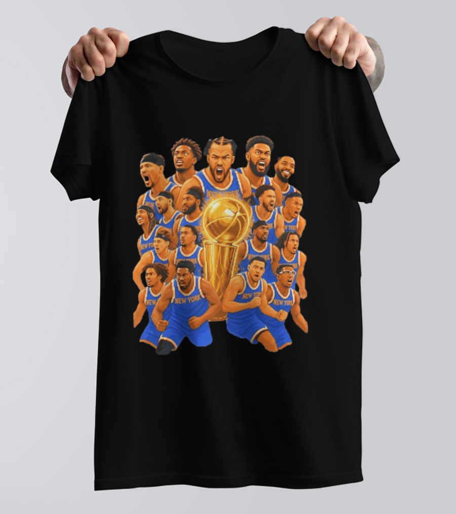 New York Knicks NBA Champions 2026 Players And Trophy Celebration T-Shirt