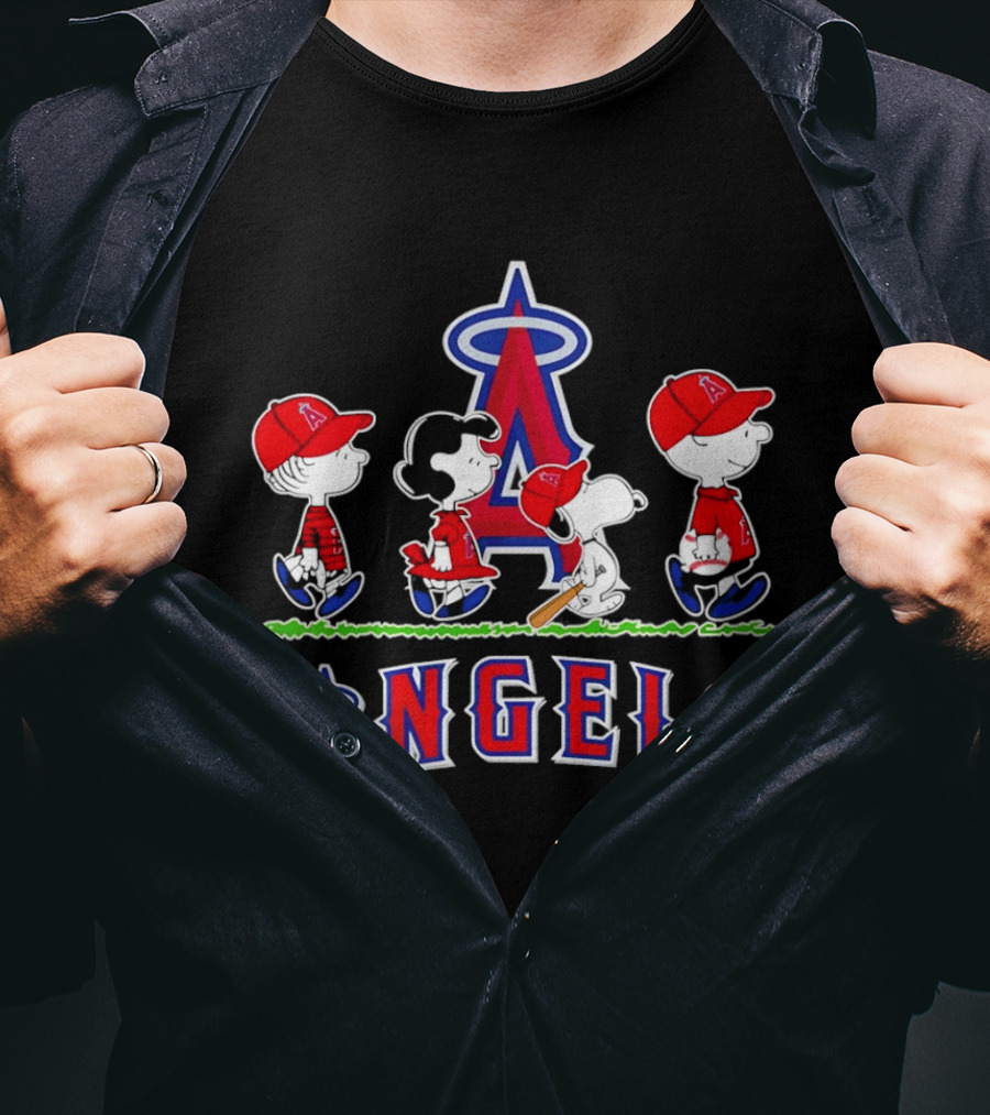 Peanuts Los Angeles Angels Snoopy Abbey Road Characters T-Shirt