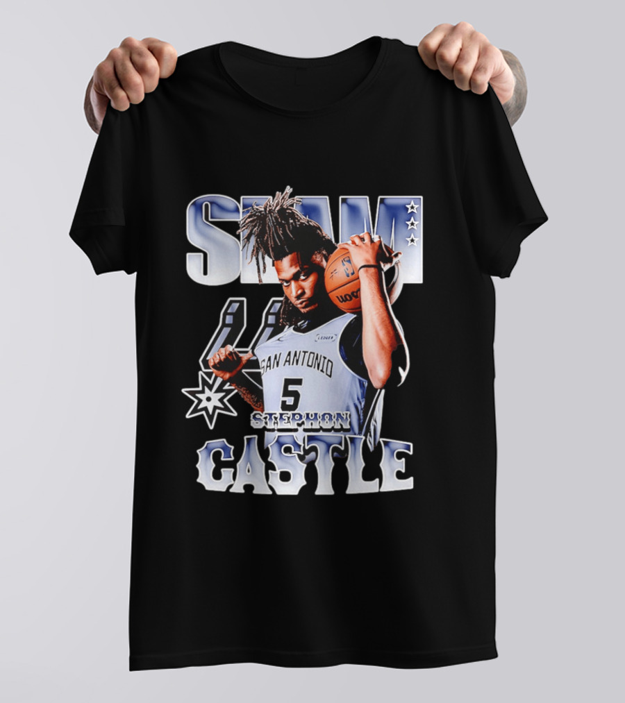 San Antonio Spurs Stephon Castle SLAM Basketball Star T-Shirt