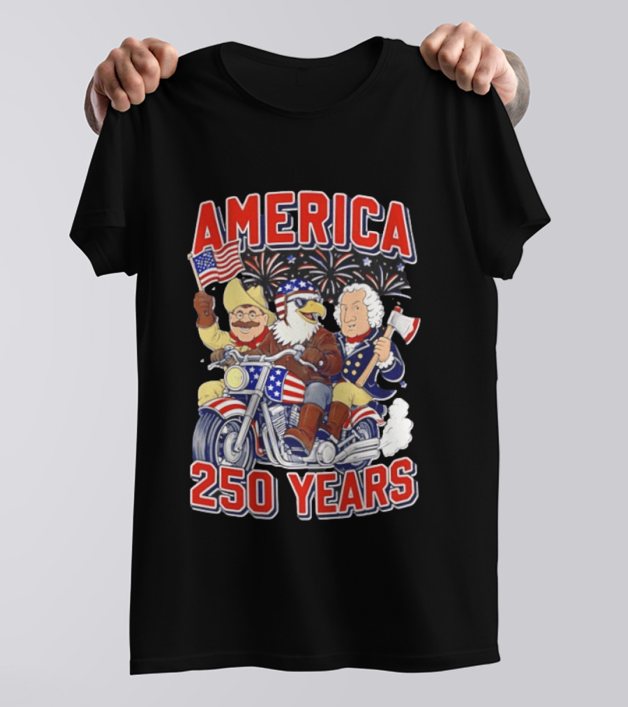 America 250 Years Patriotic Motorcycle Ride With Eagle T-Shirt