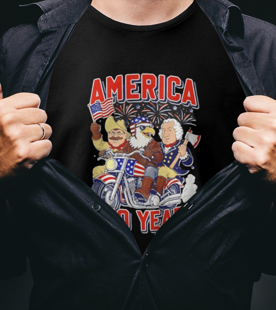 America 250 Years Patriotic Motorcycle Ride With Eagle T-Shirt