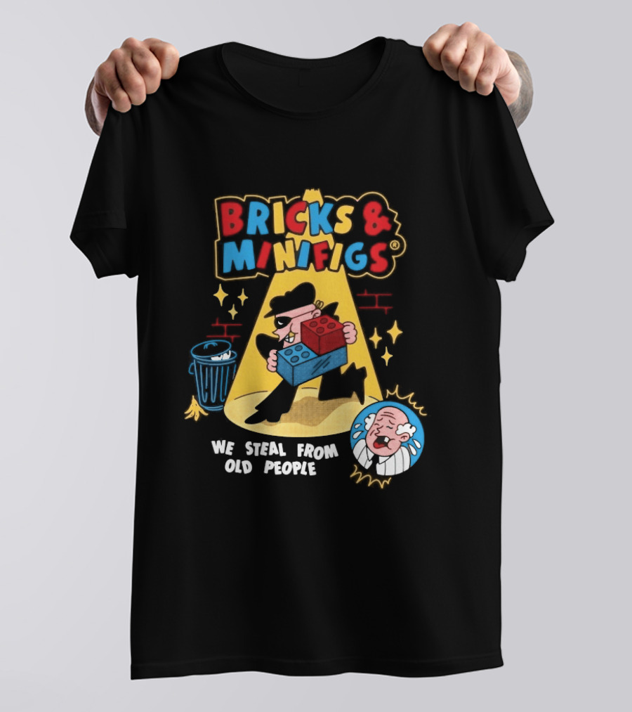 Bricks And Minifigs Spotlight Scene Robber We Steal From Old People T-Shirt