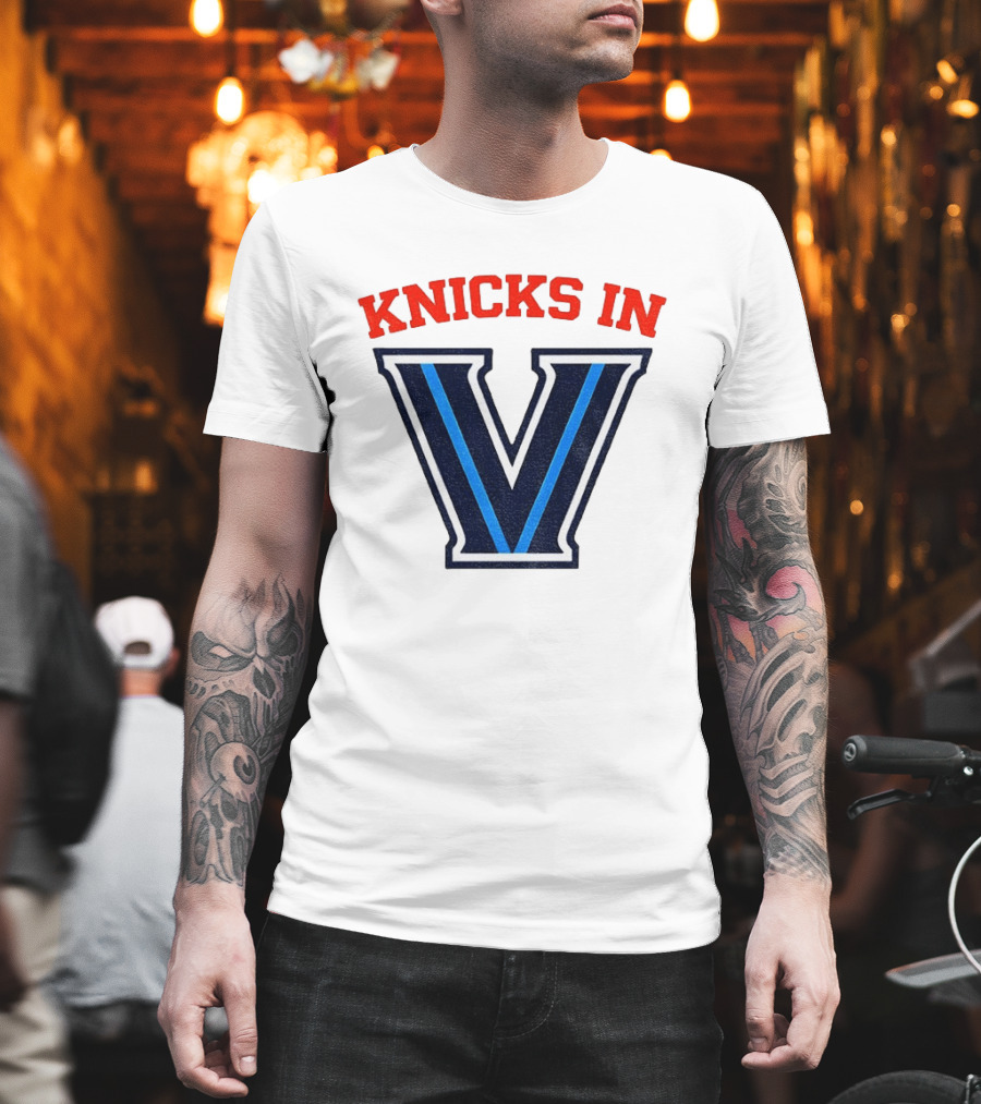 Knicks In V New York Knicks Villanova Wildcats NBA 2026 T-Shirt