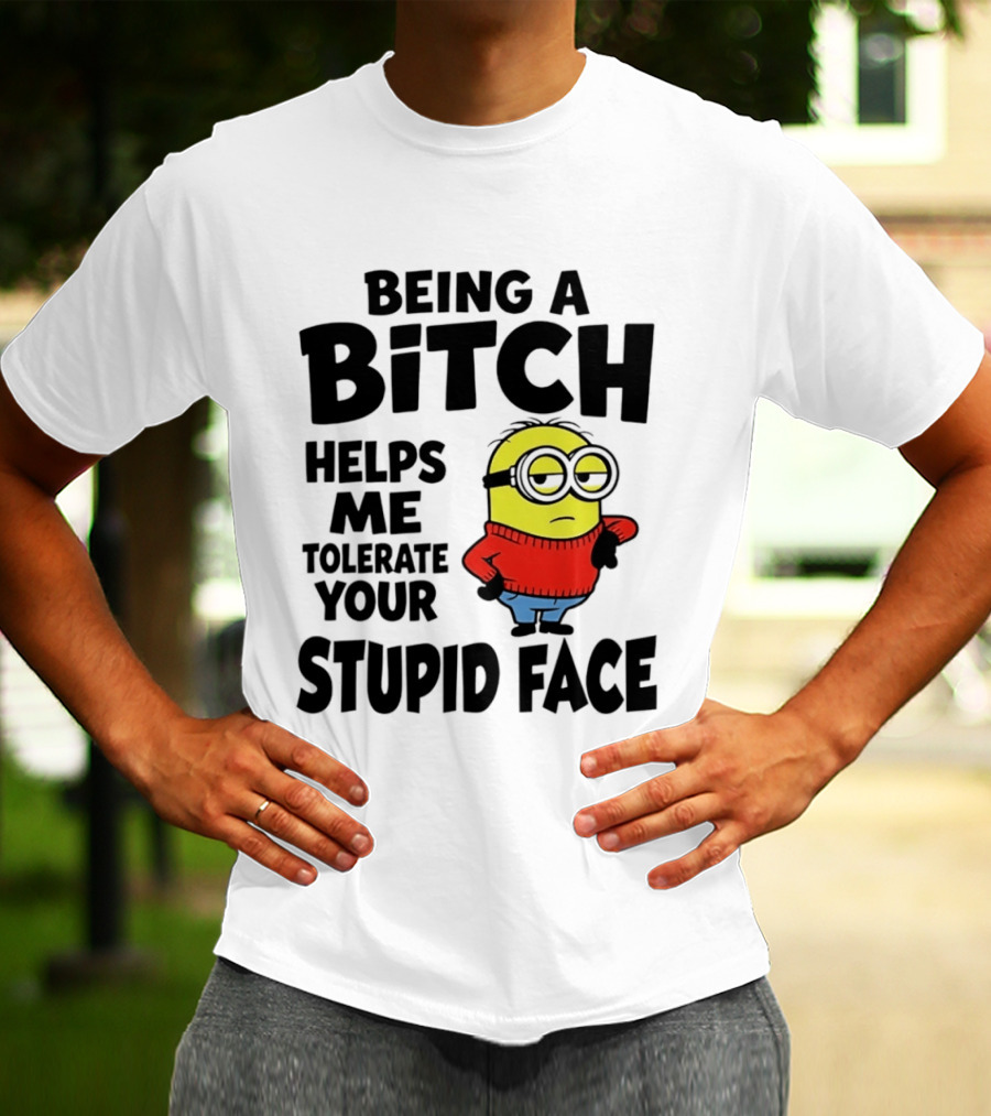 Minion Being A Bitch Helps Me Tolerate Your Stupid Face T-Shirt