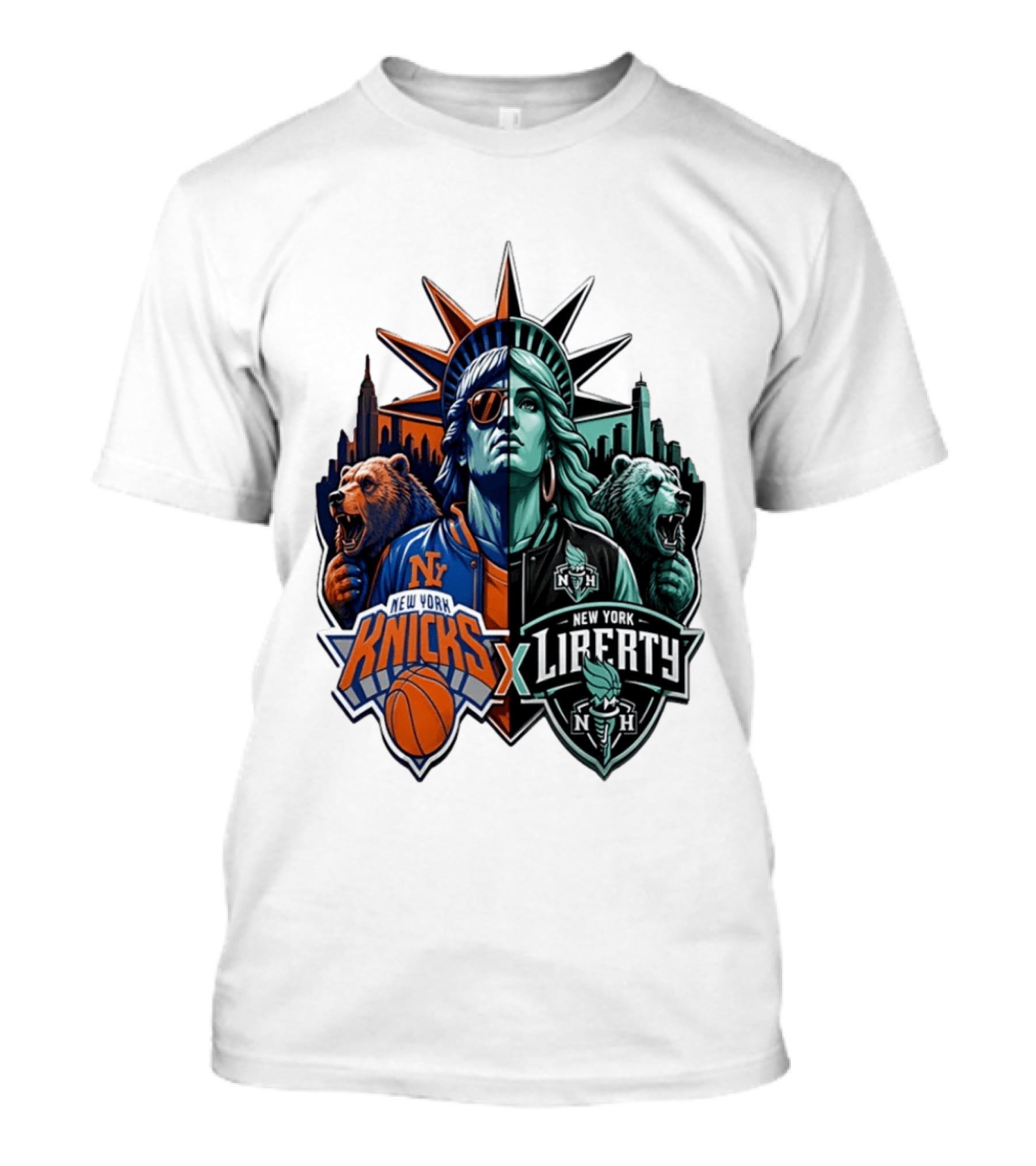 New York Knicks X Liberty Statue Of Liberty NBA WNBA T-Shirt