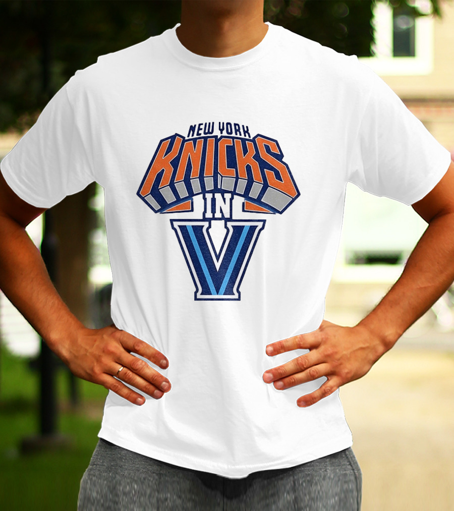 New York Knicks In V Villanova Wildcats Basketball Collaboration NBA 2026 T-Shirt